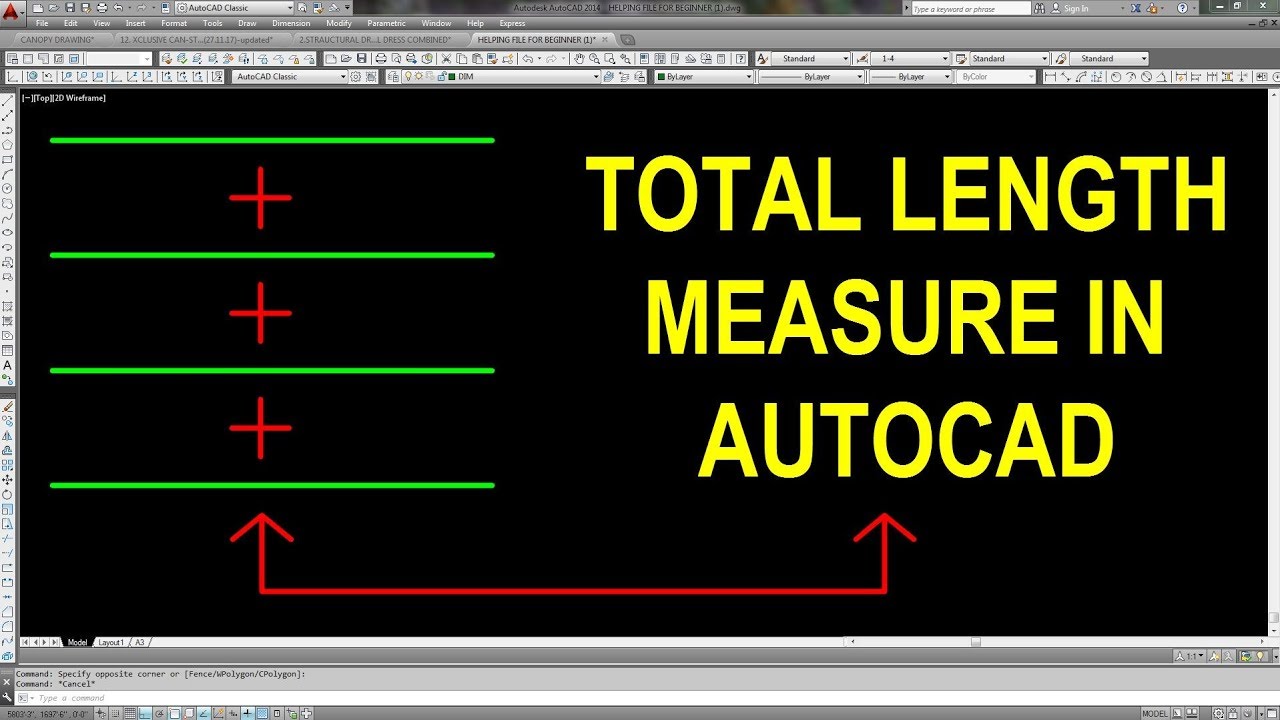 autocad measure line length